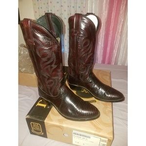 NIB Dan Post Lizard 7.5 Black Cherry Western Boot